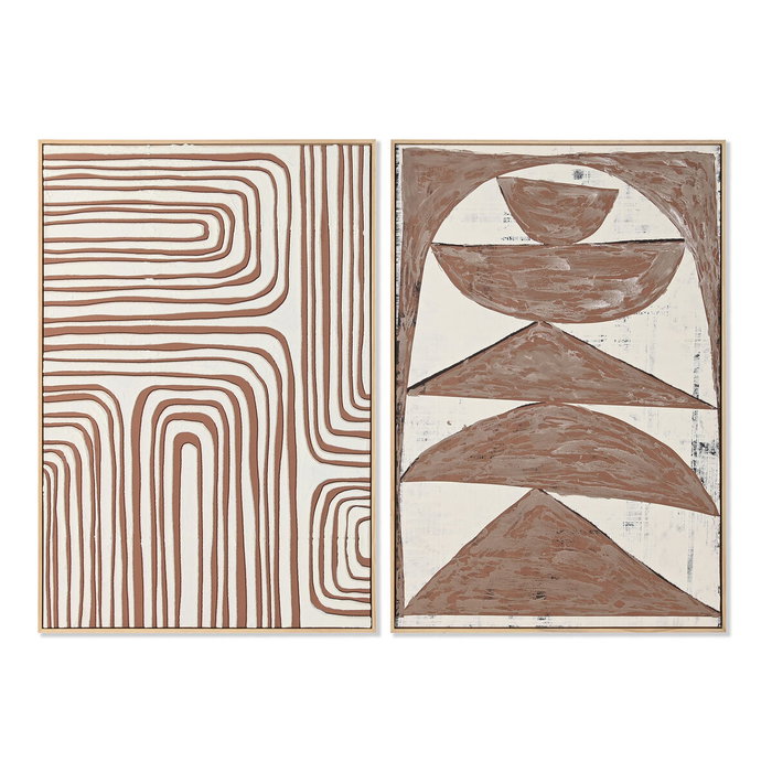 DKD Home Decor Cuadro de Madera y Lienzo Abstracto Surtido de 2 Piezas