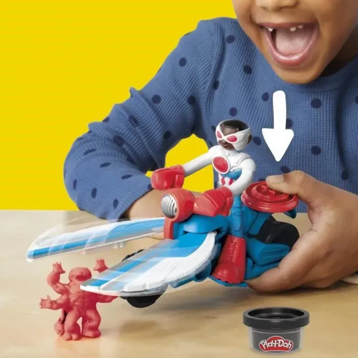 Play-Doh Capitán América Set Moto Sharp con Figura Flexible, 3 Accesorios y Plastilina, HASG05555L0, A Partir de 4 Años, Marvel