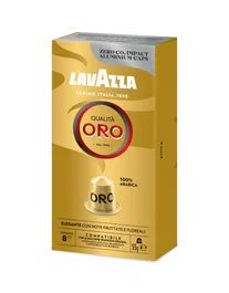 Lavazza Cápsulas Qualità Oro Café Espresso Tueste Medio para Nespresso, 100% Arábica, Intensidad 8/13, Caja de 10 Cápsulas (55g)