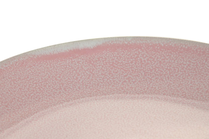 DKD Home Decor Juego de 6 Platos Llanos de Gres Esmaltado Rosa