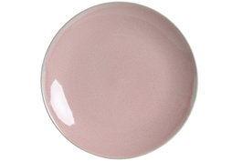 DKD Home Decor Juego de 6 Platos Llanos de Gres Esmaltado Rosa