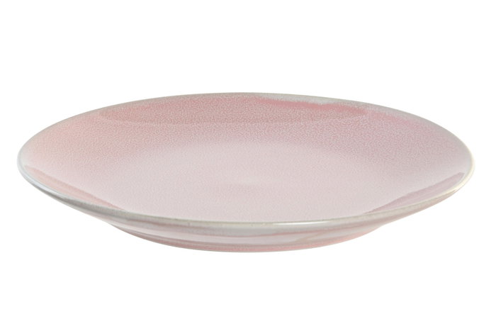 DKD Home Decor Juego de 6 Platos Llanos de Gres Esmaltado Rosa