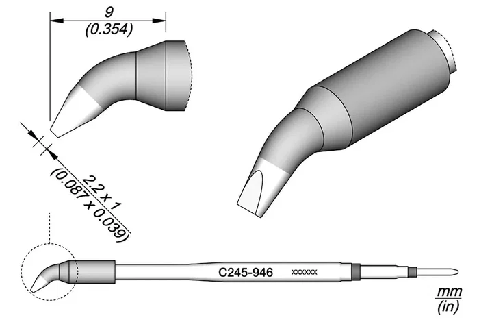 JBC TOOLS Pico destornillador acodado 2,2x1mm