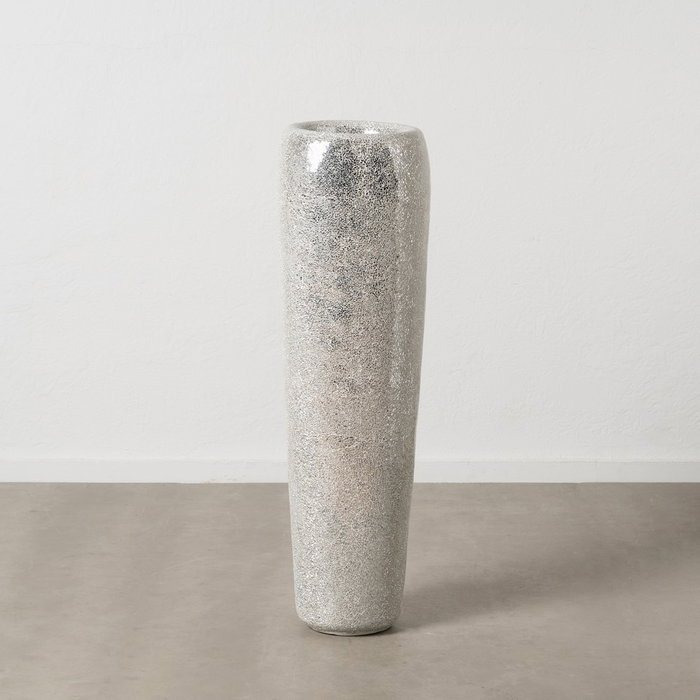 Jarrón Blanco Fibra de Vidrio Decoración 34 X 34 X 127 cm Jarrón Blanco Fibra de Vidrio Decoración 34 X 34 X 127 cm