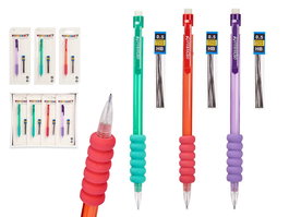 Pincello Portaminas Silicona con 12 Minas Recambio, Plástico, Carbon, 7.8 x 21 x 1.5 cm (Set de 48)