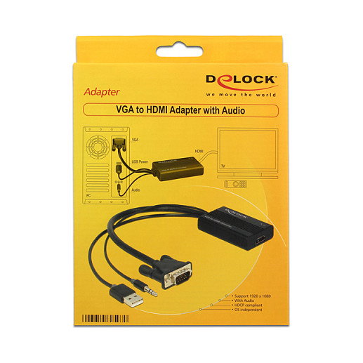 DeLOCK 62597 Adaptador VGA a HDMI con Audio y Alimentación USB DeLOCK 62597 Adaptador VGA a HDMI con Audio y Alimentación USB