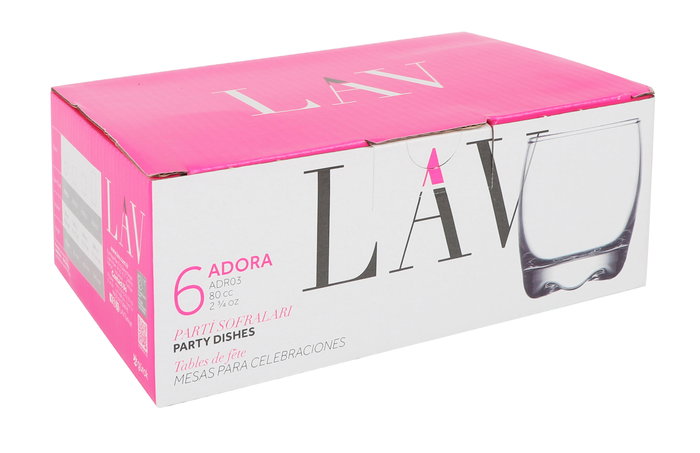 Adora Set 6 Chupitos 80 cc Medidas 5x5x6 cm (12 Cajas)