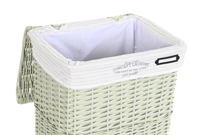 DKD Home Decor Set de 5 Cestas para la Ropa de Mimbre y Poliéster Verde