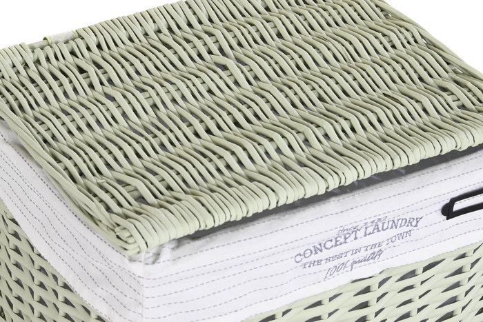 DKD Home Decor Set de 5 Cestas para la Ropa de Mimbre y Poliéster Verde