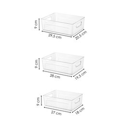 Hermia Organizadores de Frigorífico Transparente Plástico Set de 3 Piezas 29.5x20.5x9 cm