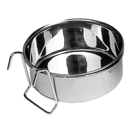 Nayeco Comedero Bebedero con Asa de Acero Inoxidable 0.84 Litros, 14 cm - Fijación para Transportín, Jaula