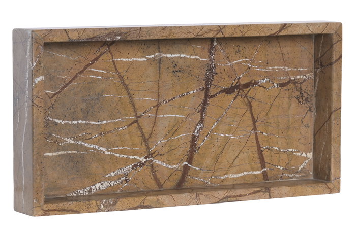 DKD Home Decor Bandeja de Mármol Marrón 30,5x15,5x3,8 cm de la Colección Marmol 2025