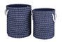 DKD Home Decor Cesta Azul Marino Blanco Poliéster Set de 2 Unidades 38 x 47 x 38 cm