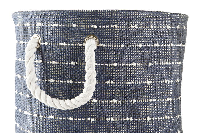 DKD Home Decor Cesta Azul Marino Blanco Poliéster Set de 2 Unidades 38 x 47 x 38 cm DKD Home Decor Cesta Azul Marino Blanco Poliéster Set de 2 Unidades 38 x 47 x 38 cm