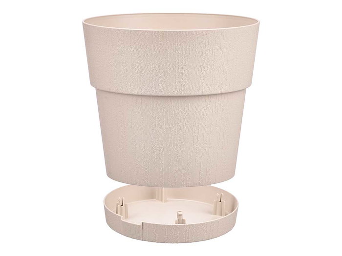 Stefanplast Maceta Plástico 30 cm Ethica Blanco Roto con Reserva de Agua 29 cm Alto x 30 cm Diámetro (Set de 6)