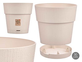 Stefanplast Maceta Plástico 30 cm Ethica Blanco Roto con Reserva de Agua 29 cm Alto x 30 cm Diámetro (Set de 6)