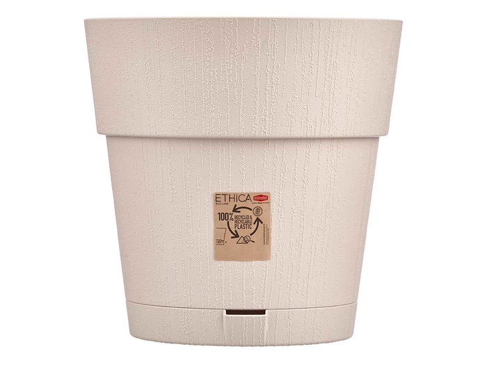 Stefanplast Maceta Plástico 30 cm Ethica Blanco Roto con Reserva de Agua 29 cm Alto x 30 cm Diámetro (Set de 6)