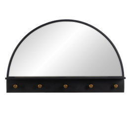 Ixia Espejo Decorativo Negro de Metal con Balda 69 x 11,50 x 43 cm
