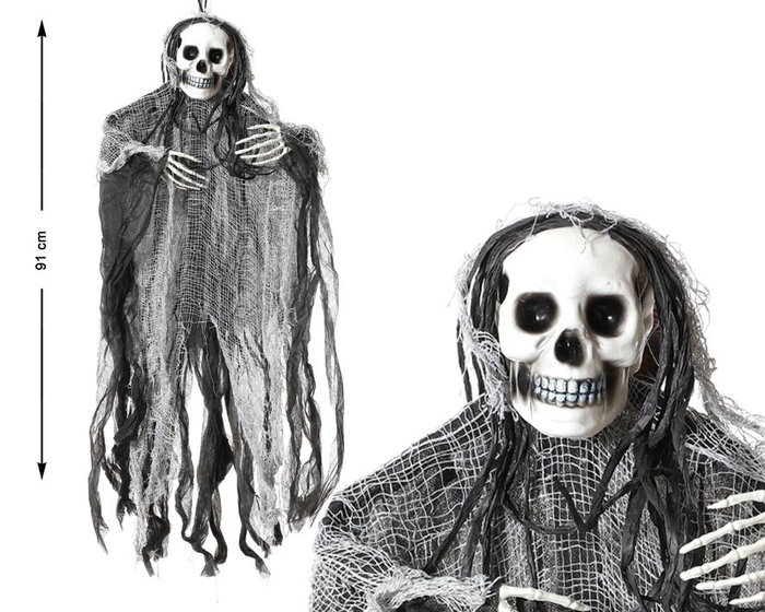 Esqueleto Colgante Negro Y Gris 91x66 cm Decoración Halloween Terror Esqueleto Colgante Negro Y Gris 91x66 cm Decoración Halloween Terror