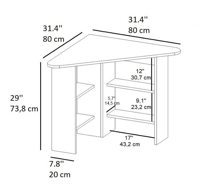 Hanah Home Corner Mesa de Estudio Roble Zafiro | Tablero de Partículas Melaminado 18mm, Con Estanterías y Fijación a Pared, Ideal para Estudiantes y Oficina en Casa, 80x73.8x80cm Hanah Home Corner Mesa de Estudio Roble Zafiro | Tablero de Partículas Melaminado 18mm, Con Estanterías y Fijación a Pared, Ideal para Estudiantes y Oficina en Casa, 80x73.8x80cm