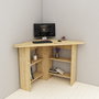 Hanah Home Corner Mesa de Estudio Roble Zafiro | Tablero de Partículas Melaminado 18mm, Con Estanterías y Fijación a Pared, Ideal para Estudiantes y Oficina en Casa, 80x73.8x80cm