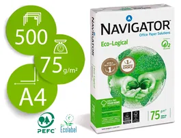 Navigator Papel Eco Logical DIN A4 75 gramos Multifuncion Paquete de 500 Hojas Blanco Certificado Ecolabel y FSC