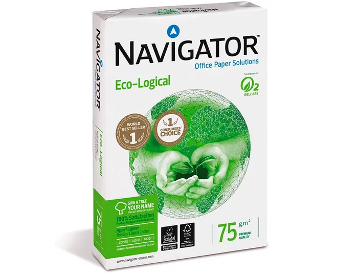 Navigator Papel Eco Logical DIN A4 75 gramos Multifuncion Paquete de 500 Hojas Blanco Certificado Ecolabel y FSC