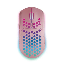 Mars Gaming MMW3P Ratón Gaming Inalámbrico Ultraligero para Mano Derecha, Sensor Óptico 3200 DPI, Iluminación RGB Flow, Batería Recargable, Color Rosa, MMW3P