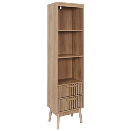 Home Deco Factory Estantería Klaus Columna con 2 Cajones y 3 Baldas Madera de Pino/MDF Natural 40x30x160 cm