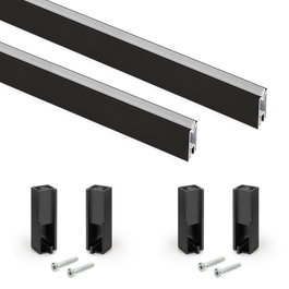 Emuca Lote de 2 barras para armario Luxe de 0.75 m, Negro texturizado