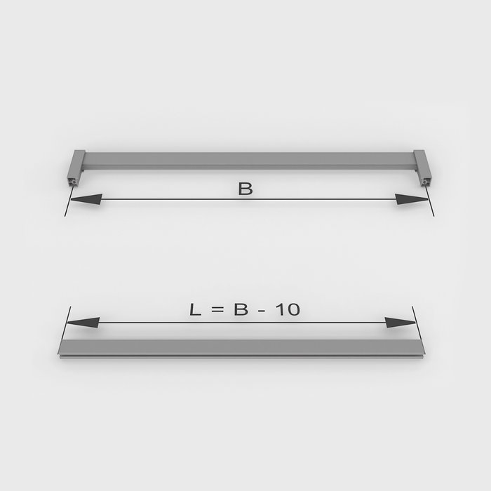 Emuca Lote de 2 barras para armario Luxe de longitud 0.75m con soportes, Aluminio y Plástico, Pintado negro texturizado