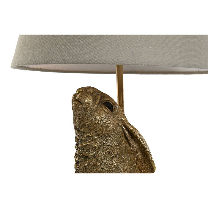 DKD Home Decor Lámpara de Sobremesa de Resina con Conejos Dorado y Beige
