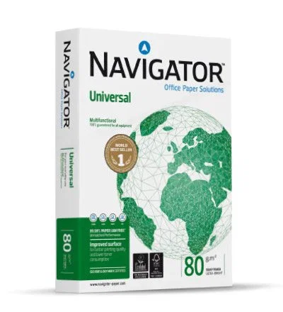 Navigator Universal - Papel de impresora A4 80 g/m², acabado Seda, 500 hojas, Blanco, 5 Paquetes, Certificado FSC
