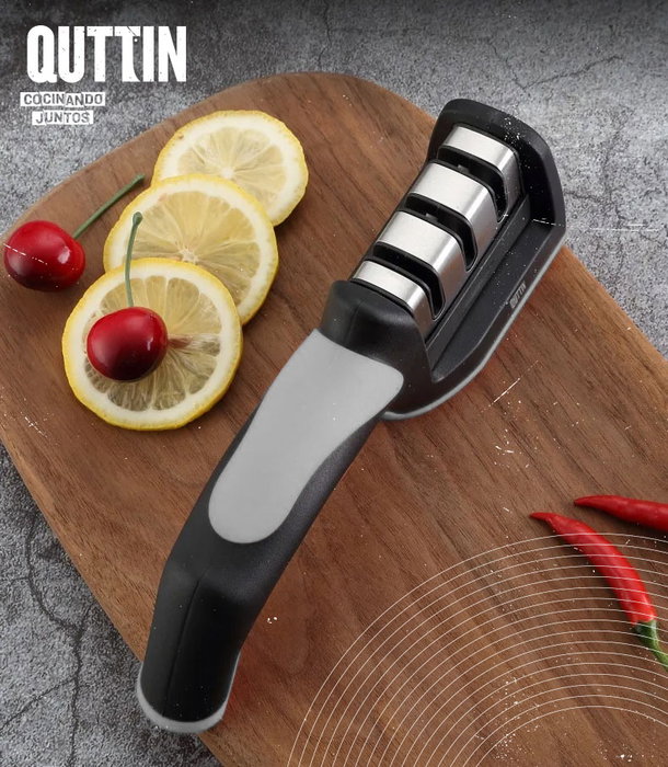 Quttin Afilador de Cuchillos Tres Filos Qutti - 21.5 x 5 x 5.6 cm, 140 g (12 Unidades)