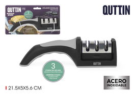 Quttin Afilador de Cuchillos Tres Filos Qutti - 21.5 x 5 x 5.6 cm, 140 g (12 Unidades)