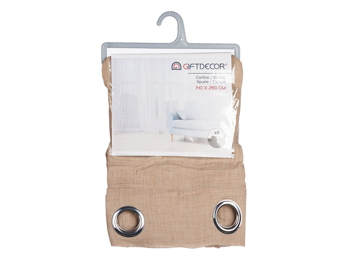 Giftdecor Cortina Beige 140x260 cm Poliester Algodon (Set de 6)