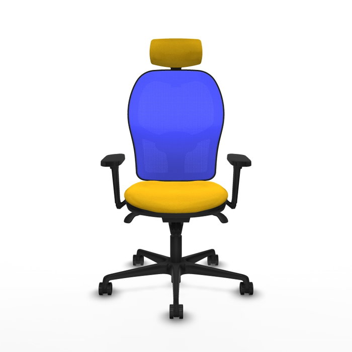PIQUERAS Y CRESPO Silla de oficina Jorquera con mecanismo Sincro, Tela Amarilla y Malla Azul PIQUERAS Y CRESPO Silla de oficina Jorquera con mecanismo Sincro, Tela Amarilla y Malla Azul