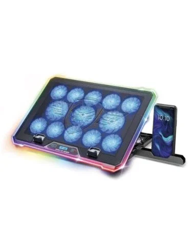 Spirit of Gamer AIRBLADE 1300 - Almohadilla Refrigeradora para Portátil Gaming 43.2 cm (17") RGB con 13 Ventiladores 169 CFM, Pantalla LCD, Soporte Ajustable, USB, Negro