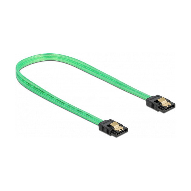 DeLOCK Cable SATA III 6 Gb/s con efecto UV verde 50 cm