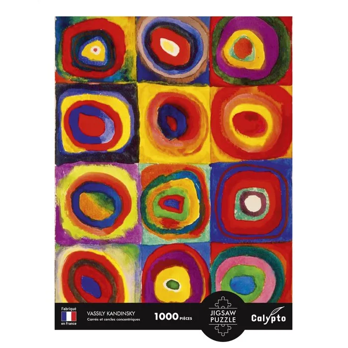 Sentosphere SEN1713293738630 Rompecabezas de 1000 Piezas Calypto - Arte de Wassily Kandinsky, Cuadrados y Círculos Concéntricos, Tacto Suave, a partir de 9 años