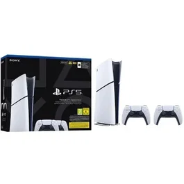 Sony PlayStation 5 Slim Digital Edición Digital - Consola PS5 sin lector de discos con 825 GB SSD, 2 mandos DualSense inalámbricos, color blanco