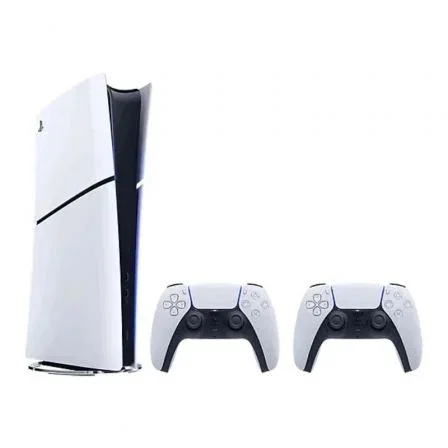 Sony PlayStation 5 Slim Digital Edición Digital - Consola PS5 sin lector de discos con 825 GB SSD, 2 mandos DualSense inalámbricos, color blanco