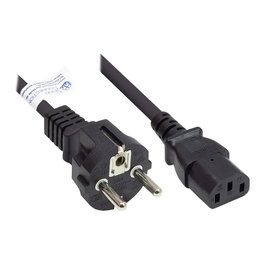 GoodConnections Cable IEC P0030-S015, Schuko a C13, 1.5 m, H05VV-F 3x0.75 mm², 250V 10A, Negro