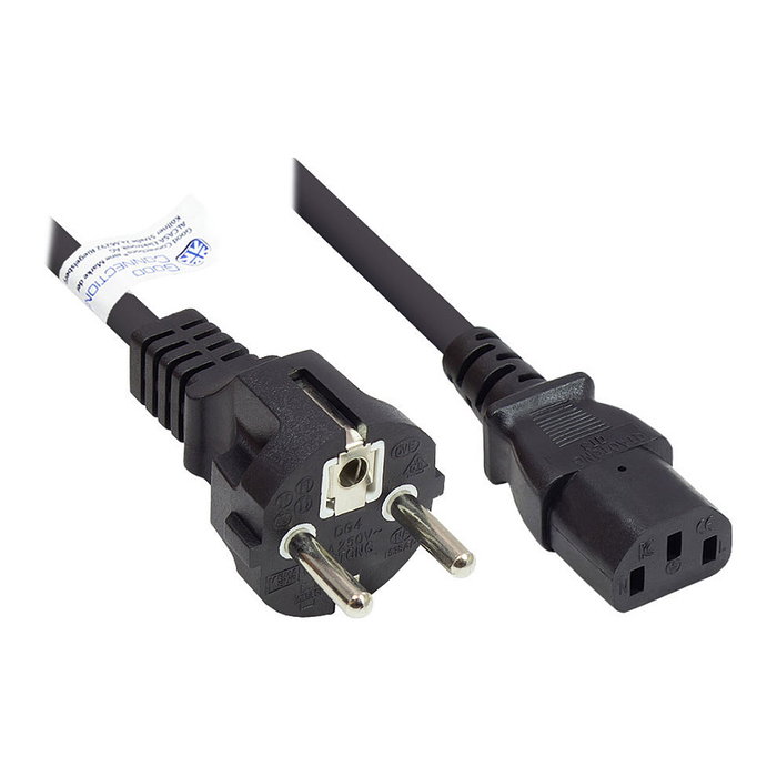 GoodConnections Cable IEC P0030-S015, Schuko a C13, 1.5 m, H05VV-F 3x0.75 mm², 250V 10A, Negro GoodConnections Cable IEC P0030-S015, Schuko a C13, 1.5 m, H05VV-F 3x0.75 mm², 250V 10A, Negro