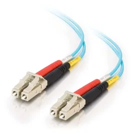 C2G 85554 Cable de Fibra Óptica LC-LC Multimodo 10Gb/s 10 m OM3 50/125 - PVC OFNR Full Duplex - Color Turquesa