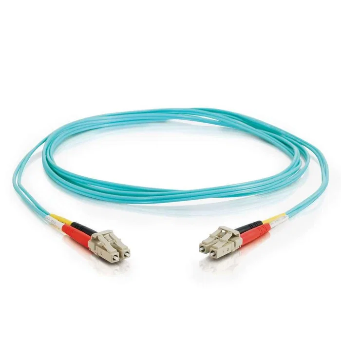 C2G 85554 Cable de Fibra Óptica LC-LC Multimodo 10Gb/s 10 m OM3 50/125 - PVC OFNR Full Duplex - Color Turquesa