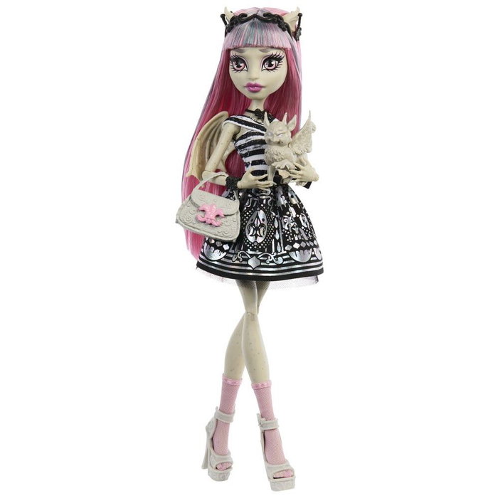 MATTEL - Muñeca Rochelle Goyle, Reproducción Monster High, Con Mascota Roux, Accesorios y Diario - Coleccionable