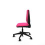 Silla de oficina Elche con mecanismo Contacto permanente básico tapizada con Similpiel color Rosa. Equipada con Base piramidal negra, Sin brazos y Ruedas 65mm nailon