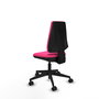 Silla de oficina Elche con mecanismo Contacto permanente básico tapizada con Similpiel color Rosa. Equipada con Base piramidal negra, Sin brazos y Ruedas 65mm nailon