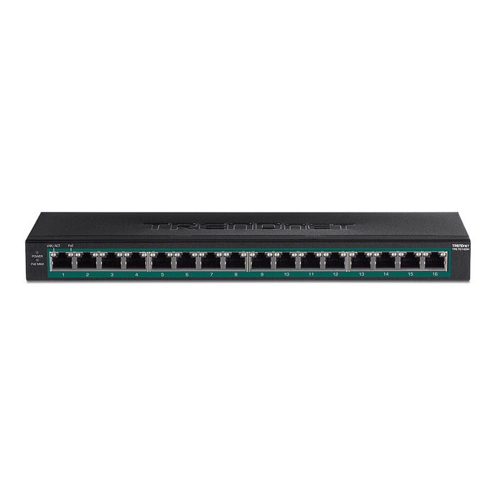TRENDnet TPE-TG160H 16-Port Gigabit PoE+ Switch 123W